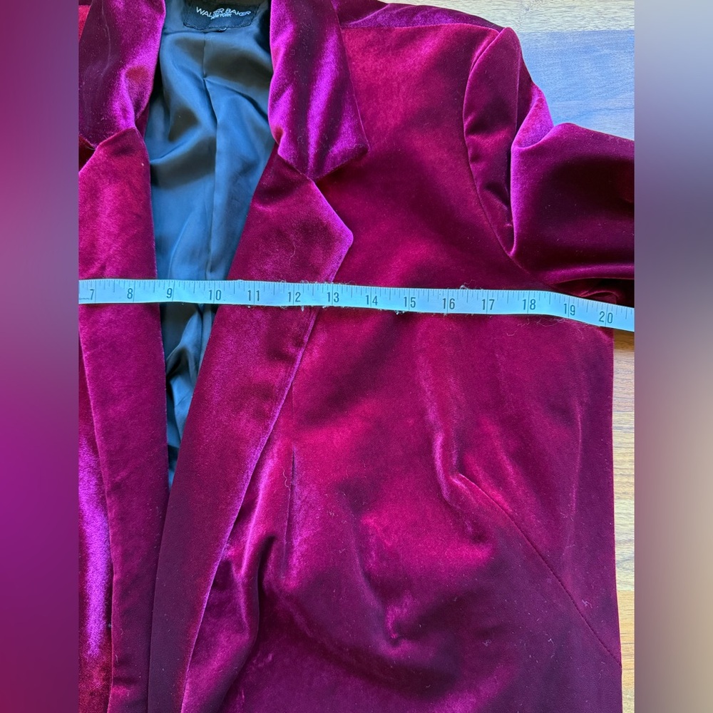 Walter Baker Seth Crop Burgundy Open Front Velvet‎ Blazer Jacket sz M - Picture 5 of 7